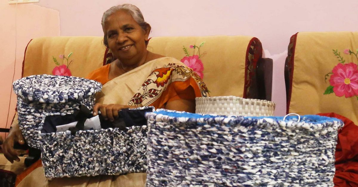 Leelamma Mathew reuses old milk packets into decorative items