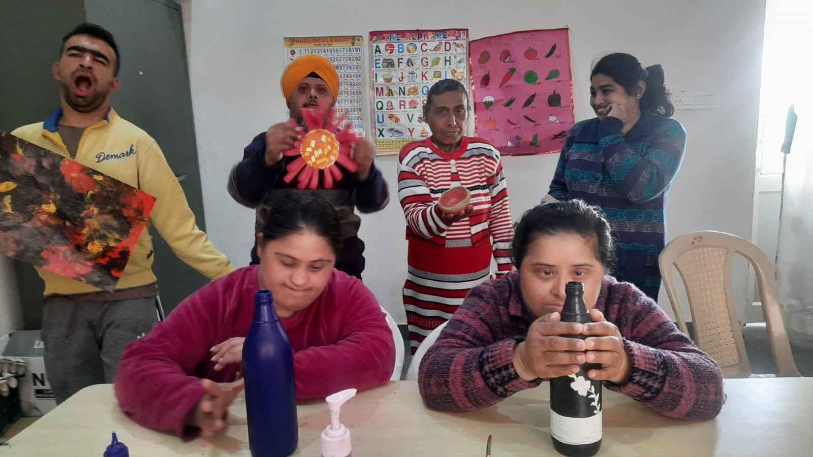 students and youngsters with intellectual disabilities practice crafts at Chaanan in Punjab