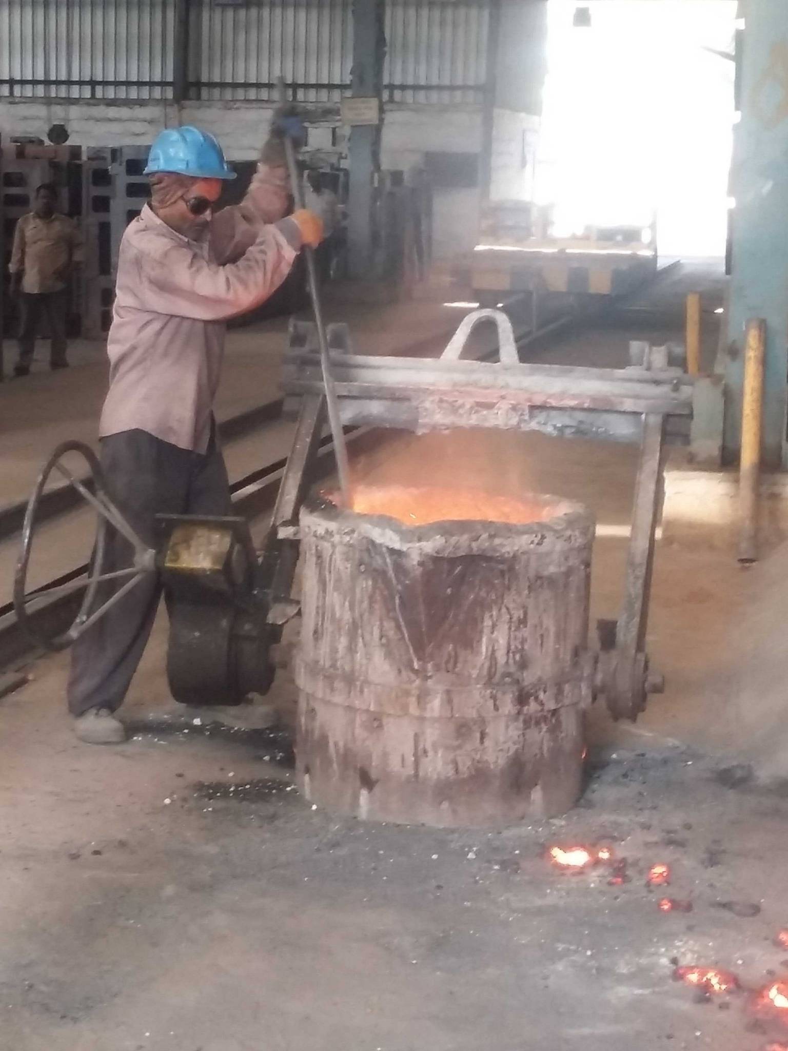 a worker carries out an exorthermic reaction process at green trek