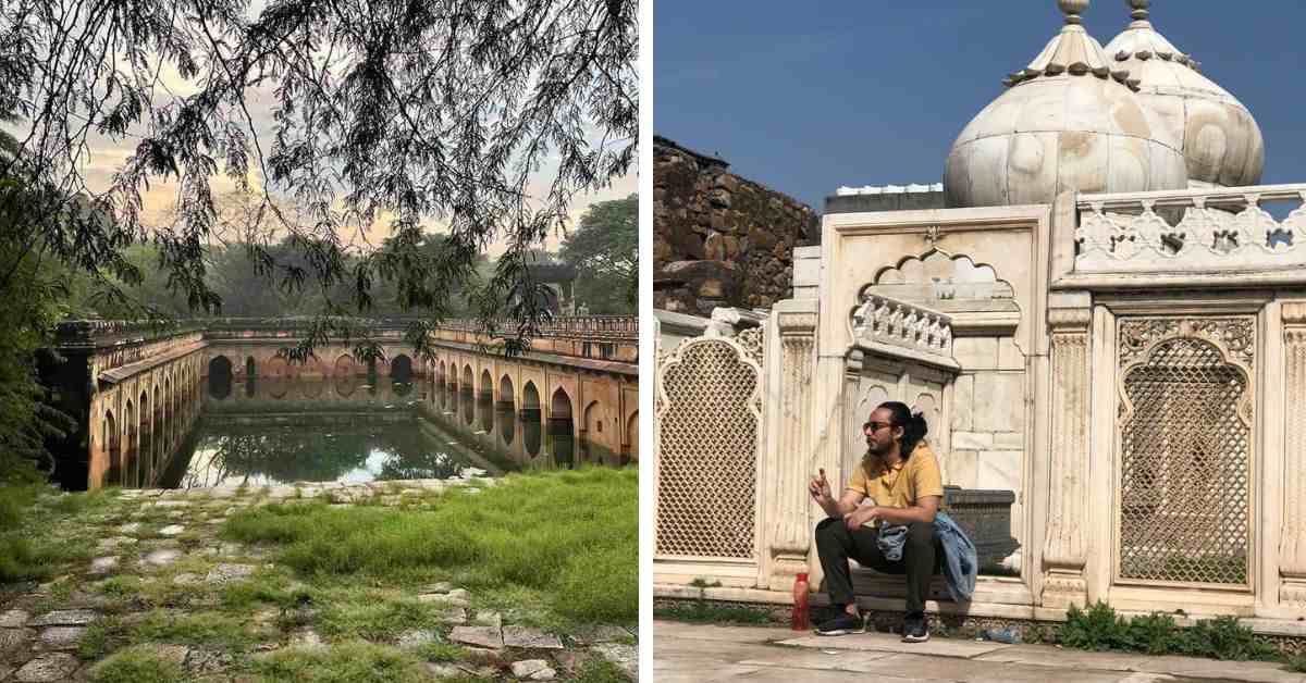 umair shah outside a monument in delhi