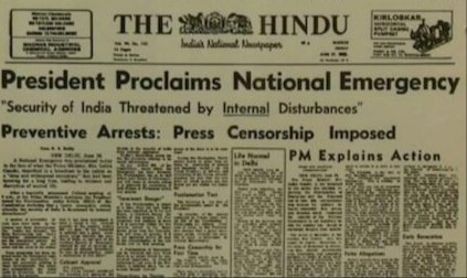 indira gandhi declares emergency newspaper clipping