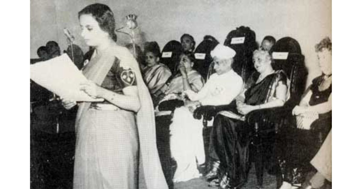 Awabai Wadia speaking at the third International Conference, 1952.