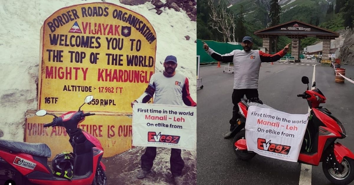 Abhishek Dwivedi took a 400 km trip to Leh on his e-scooter