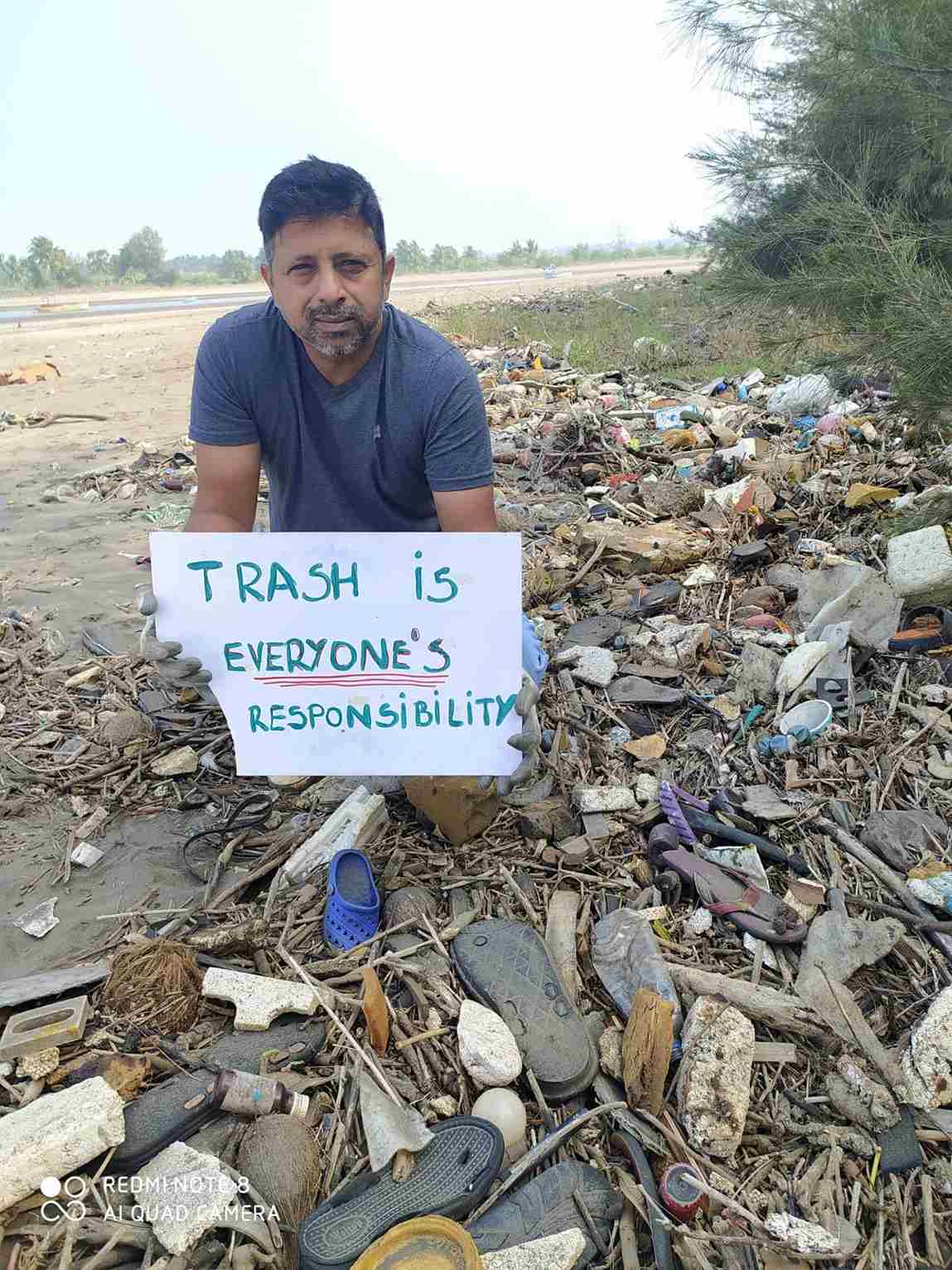 Lisbon Ferrao at one of the beach clean ups