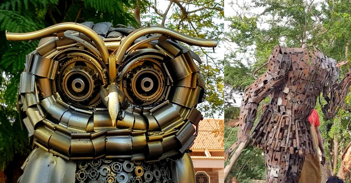 Professor Turns Scrap Cars Into Stunning Sculptures Installed Across India