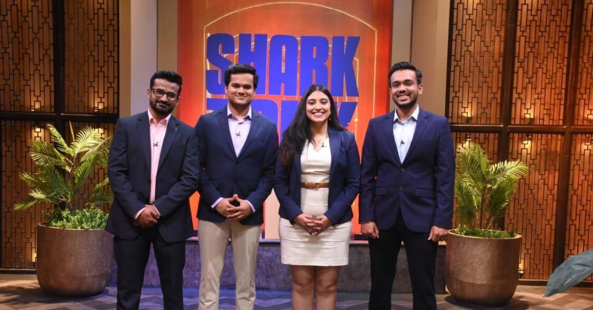 Four founders of Thinkerbell Laboratories at Shark Tank India 