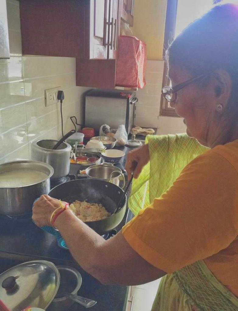 Mother-in-law cooking. 