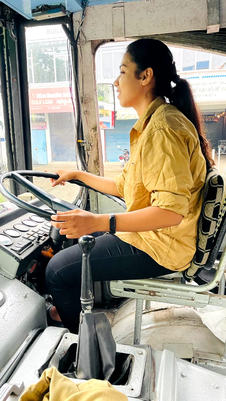 woman driver ann mary driving a bus 