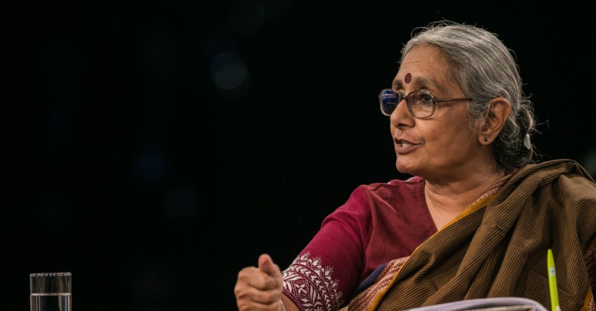 union organiser and social activist aruna roy gives a talk 