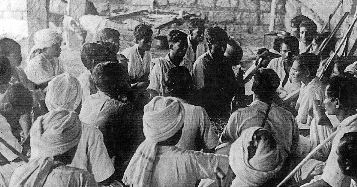 peasant farmers and activists at a meeting during the telangana rebellion
