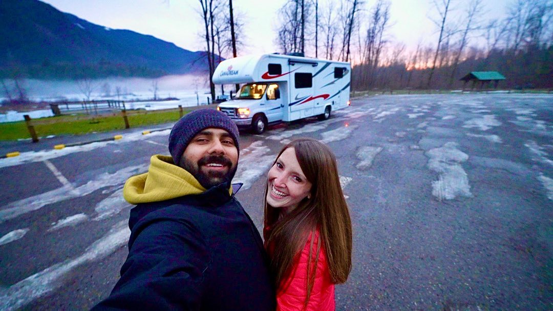 Travel vlogger Mohit with his wife Sandra 