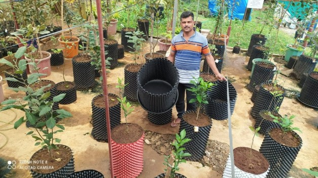 air pot garden of kerala farmer bijumon antony in kattappana