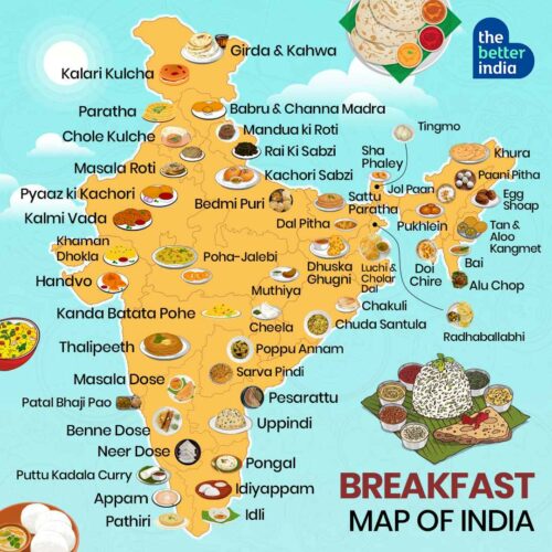 Discover Top 54 Indian Breakfast Dishes on Map of India