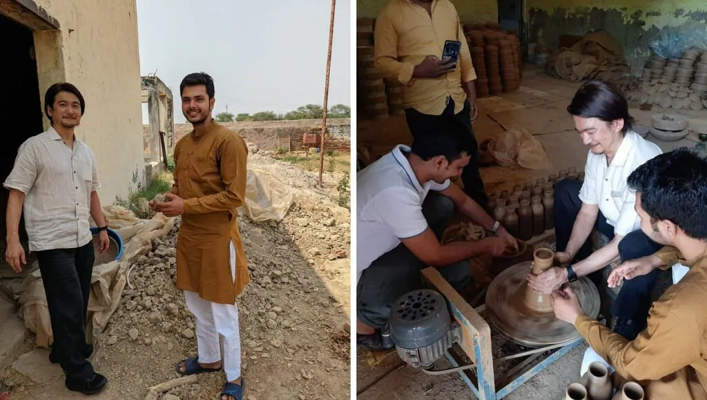 Learning to use a potters wheel to make a traditional clay pot. 