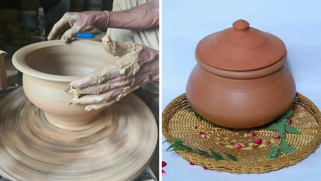 A traditionally made clay handi. 
