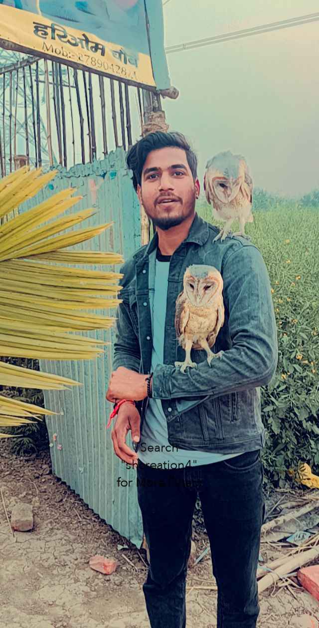 Hariom Chaubey with the owls he rescued as part of his animal rescue centre