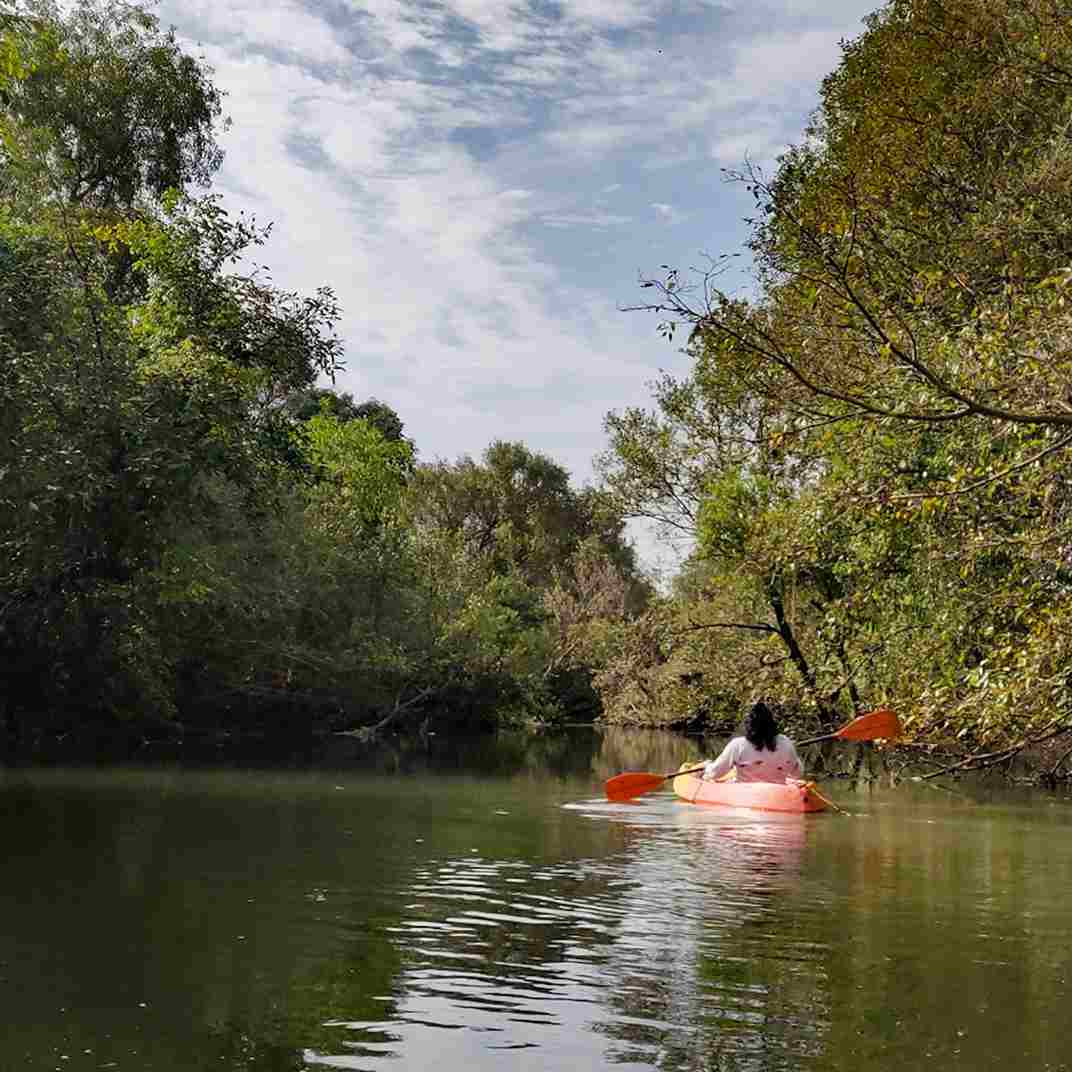 Kayaking at Mohraan farms is an adventurous activity and guests can kayak in the stream that passes through the farm
