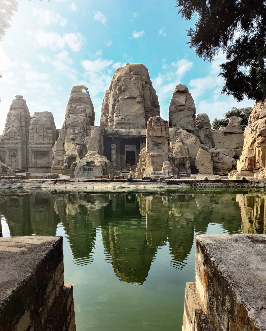 A glimpse of Masroor rock-cut temple complex in the Kangra Valley.