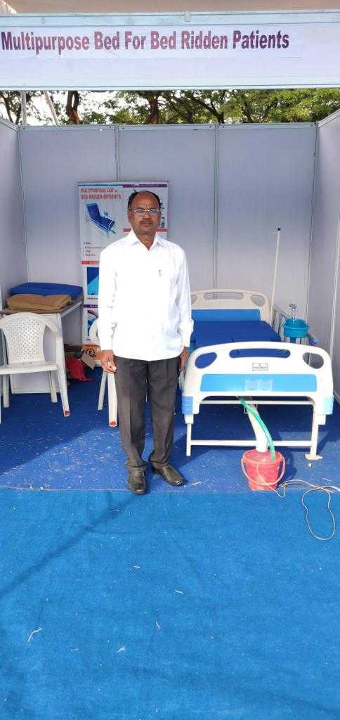 Alladi Prabhakar with his multi purpose bed innovation