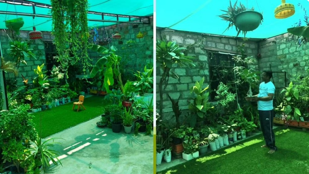 Garden out of waste materials