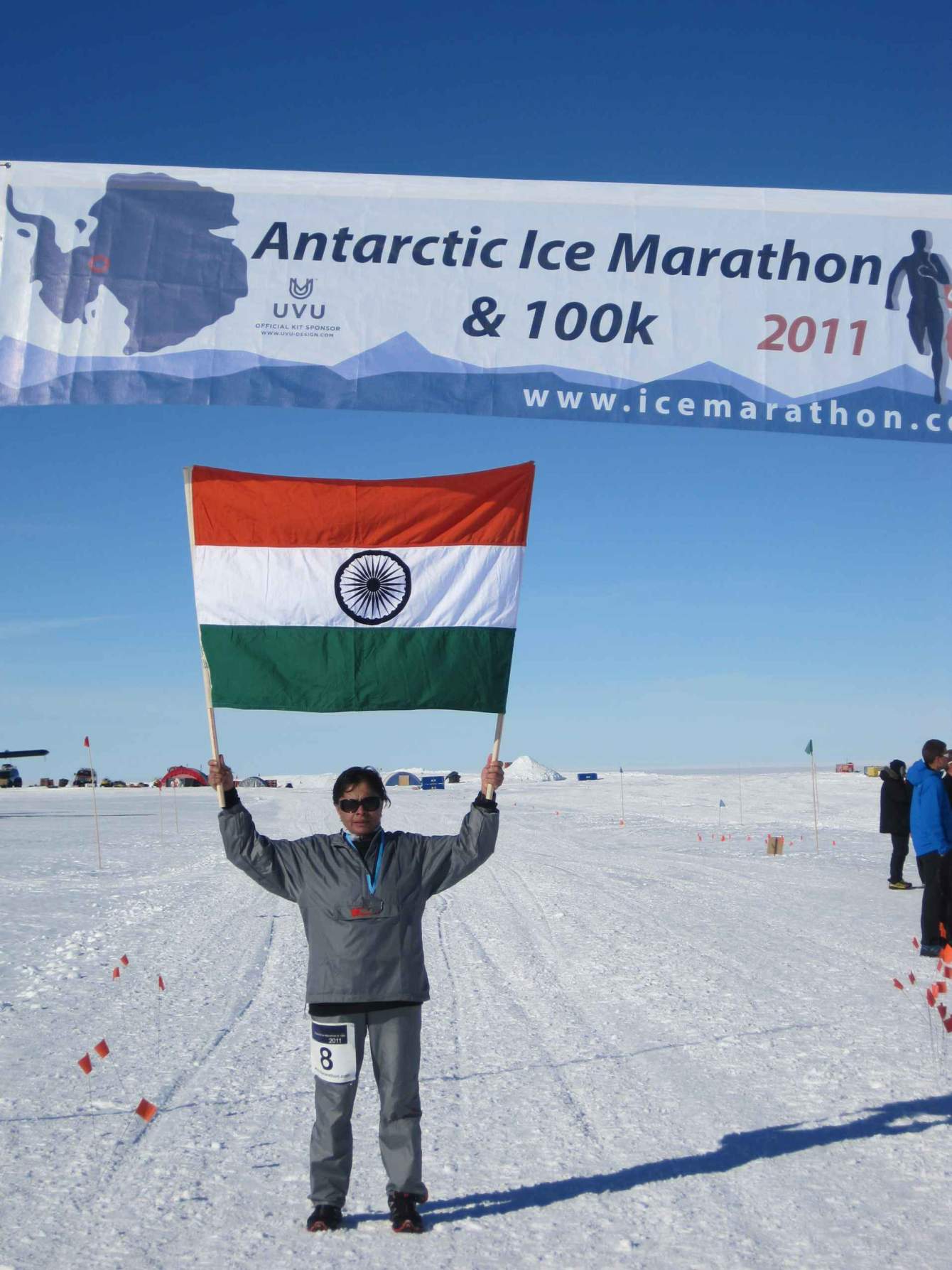 Mala Honnatti at the Antarctic Ice Marathon.