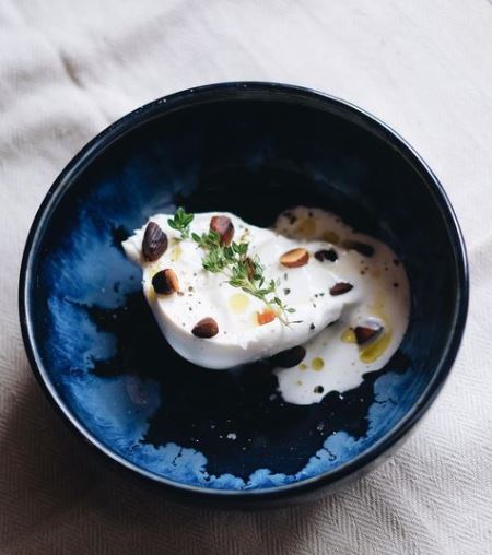 Burrata, smoked almonds, sea salt, pepper and good quality olive oil