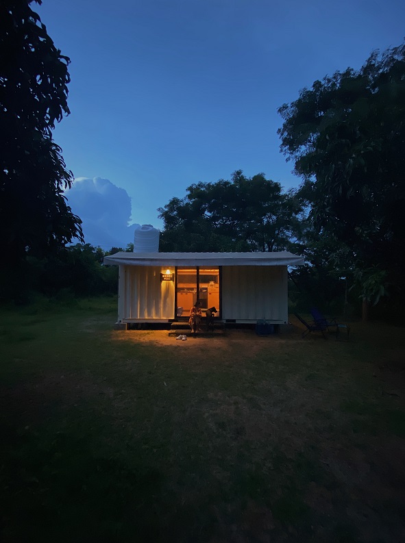 the night view of tenpy tiny homes in bengaluru