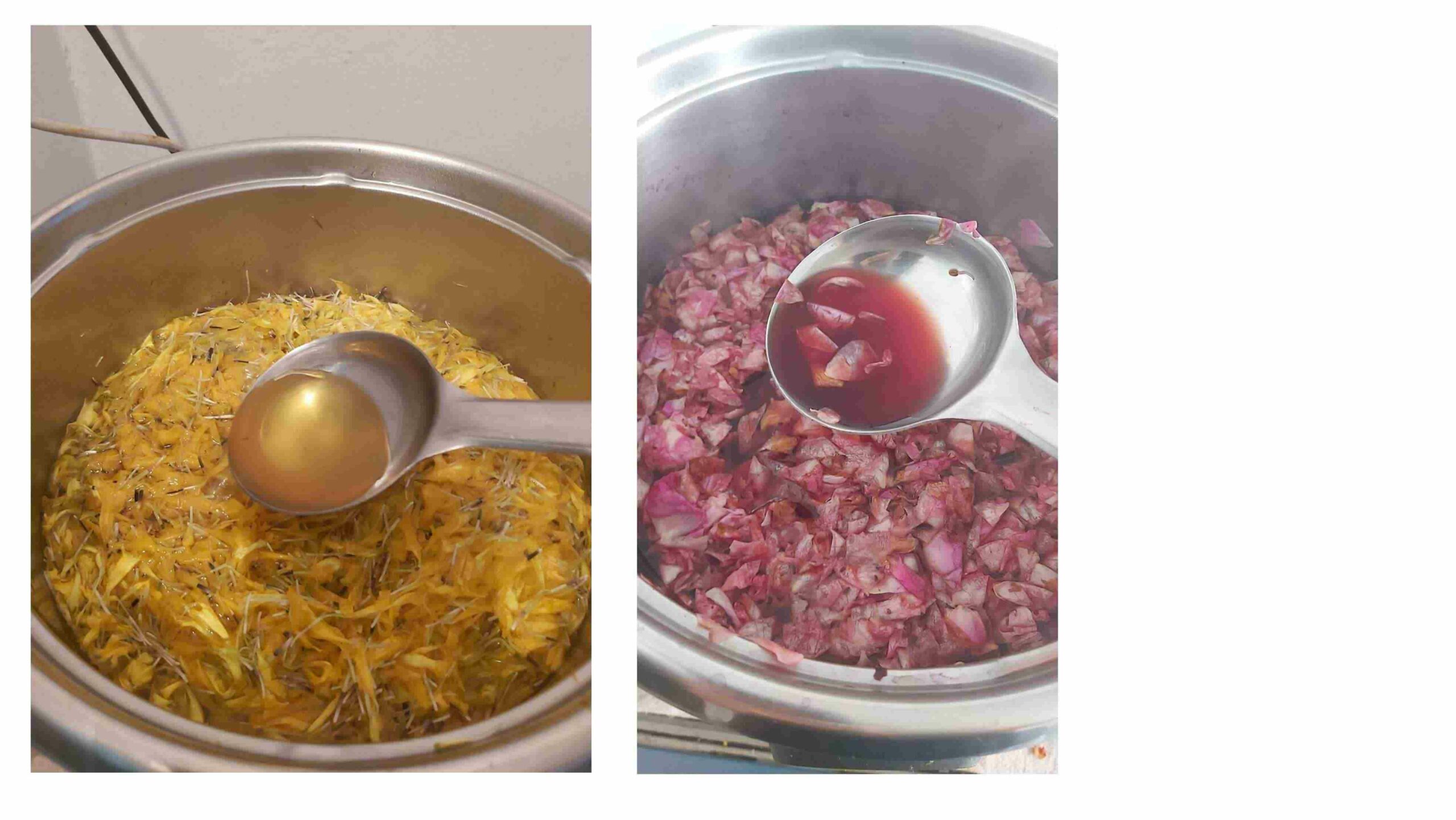 Dye extraction from flowers like rose, marigold, and nutshells