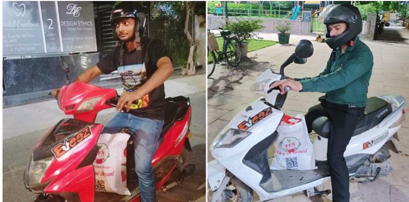 Fresh Produce Shoppe makes 100 deliveries on electric-two wheelers in Delhi and Gurgaon every day
 (Image courtesy: Anuj Soni).