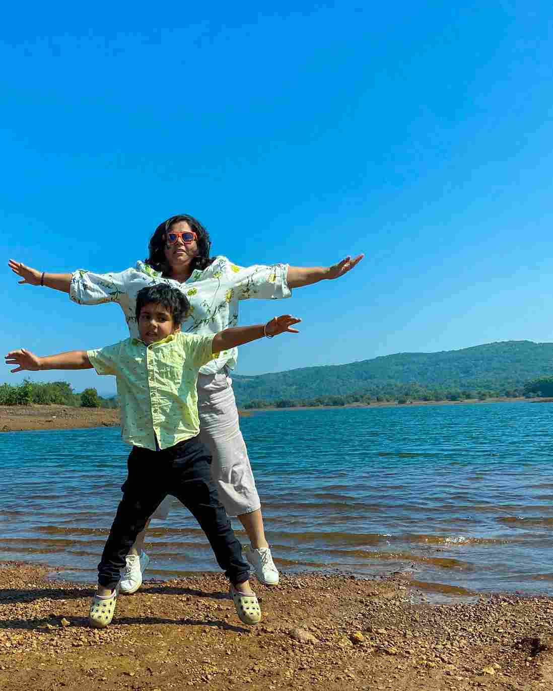 Aneekah Ssonawane with her son Pransh while they did a trip through India
