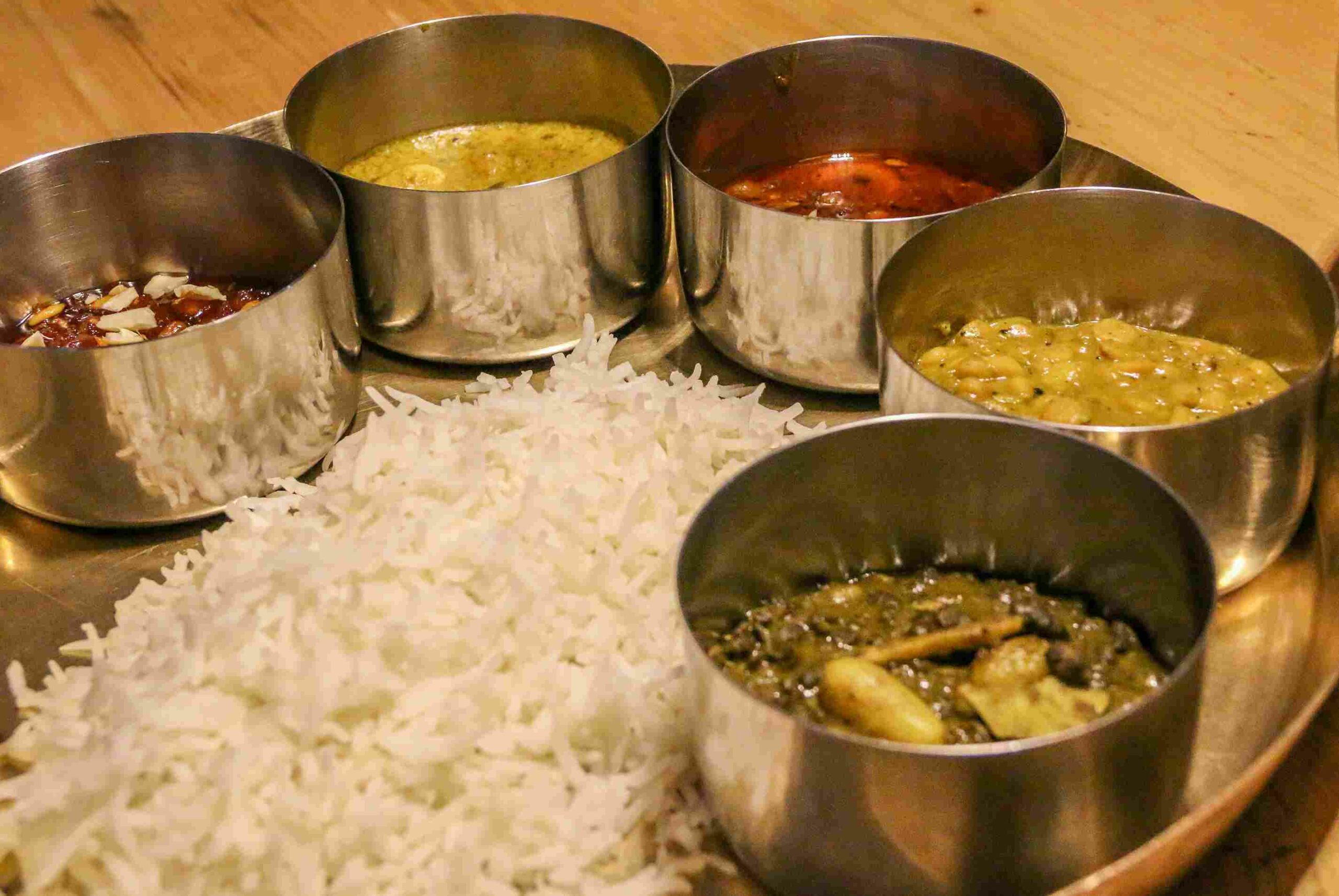 The traditional dham cooked in Himachal, made with lentils, masalas, spices