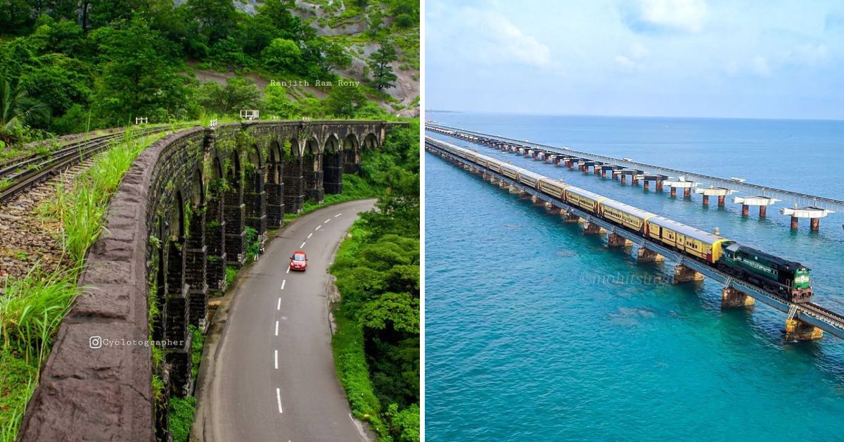 The Aryankavu rail bridge and the Pamban bridge