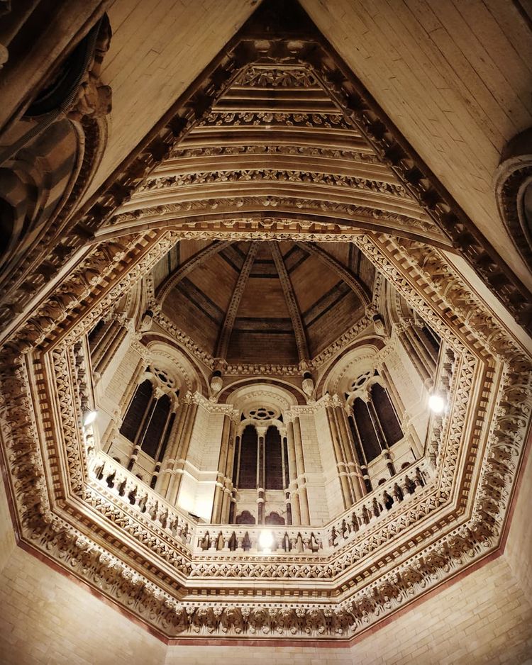 Sekilas arsitektur Gotik Italia di Chhatrapati Shivaji Maharaj Terminus di Mumbai. 