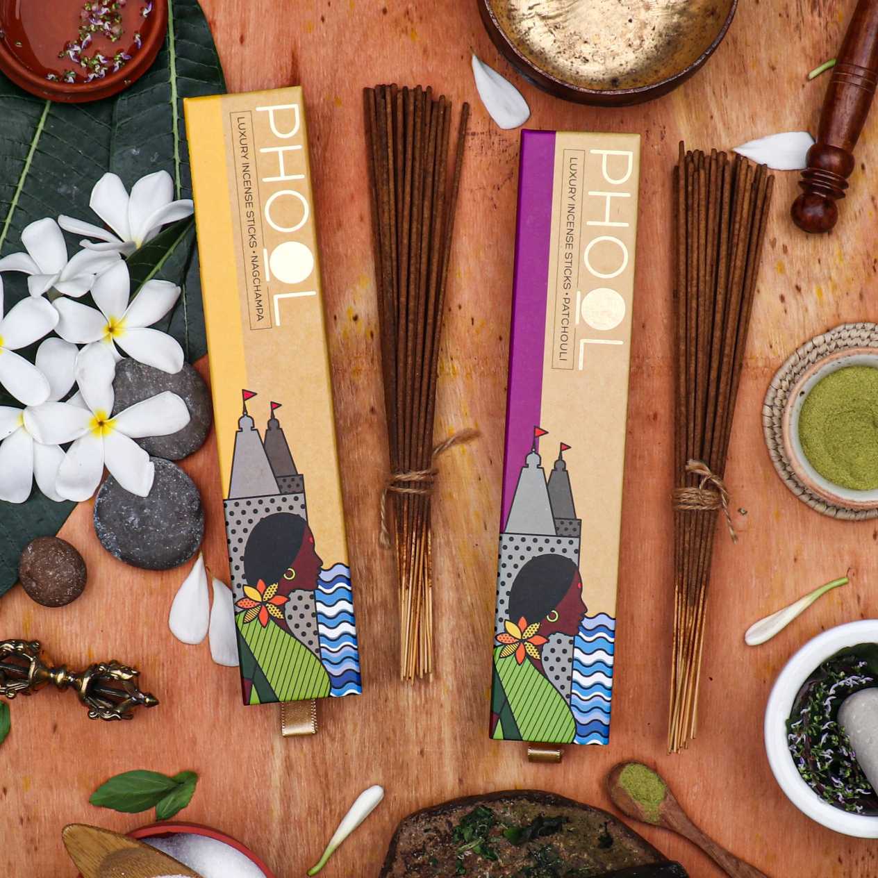 Phool incense sticks from recycled temple flowers.