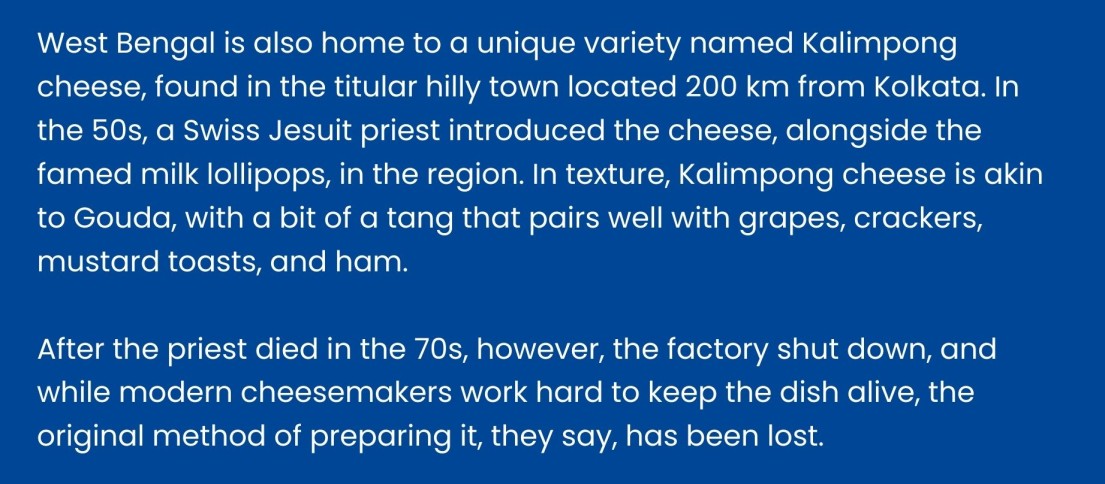 a blue infographic with trivia about kalimpong cheese 