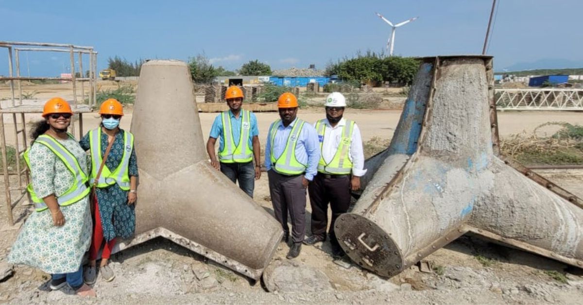LC3 Cement: Tetrapod made up of PPC LC2 for breakwater structure at Kudankulam Nuclear Power Plant Construction site, Kodankulam 