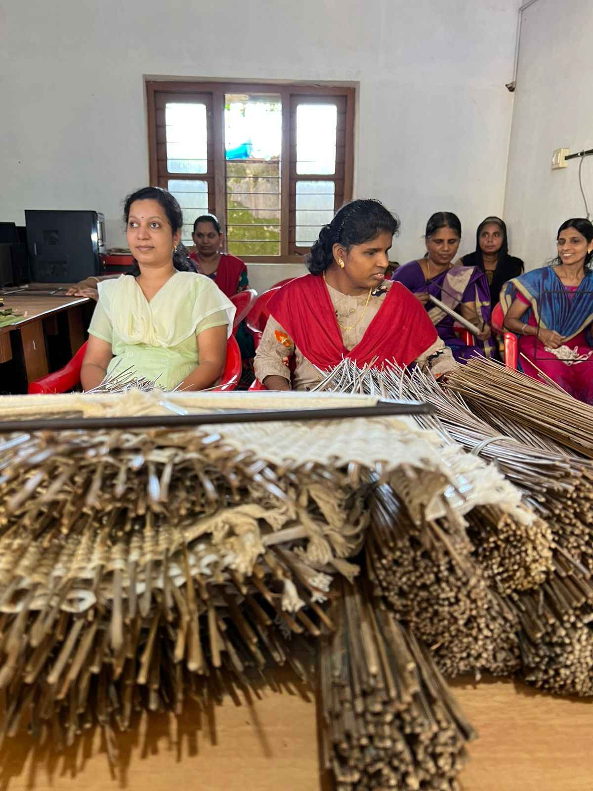 The yarn for the broomsticks is woven by visually impaired women at the Kerala Federation of the Blind