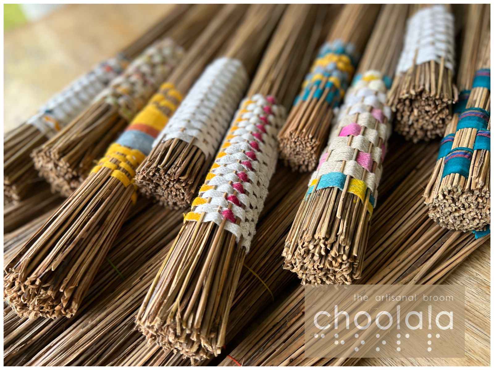 The broomsticks made by the visually impaired women at Choolala