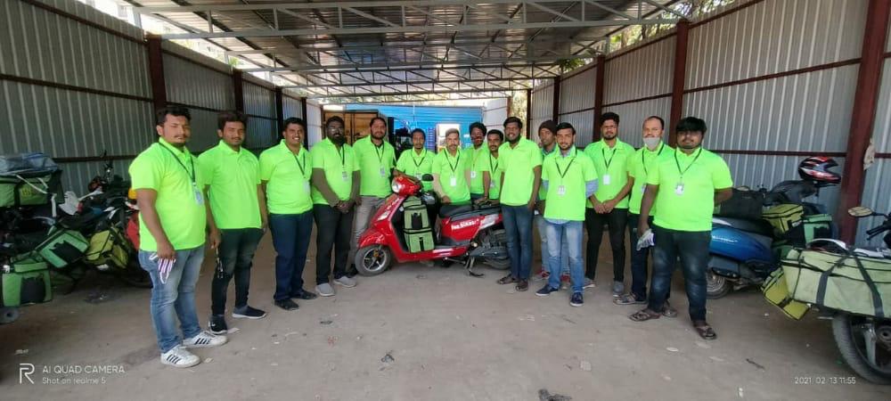 The team of delivery agents at Howdyy, an EV logistic startup in Bengaluru