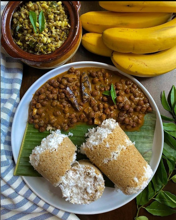 Kerala's own breakfast -- puttu and kadala.