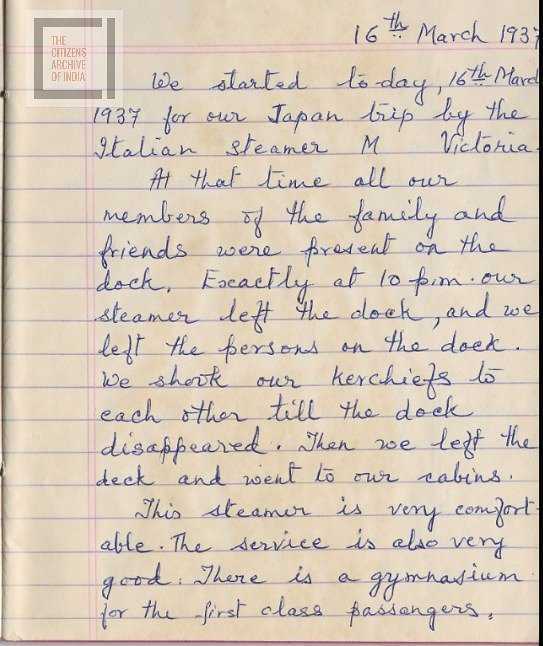 A letter written in 1937 from the diary of a young girl.