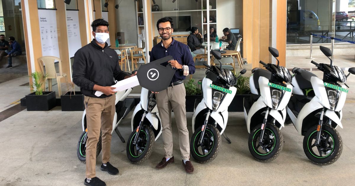 Sameer Arif taking delivery of Ather vehicles.