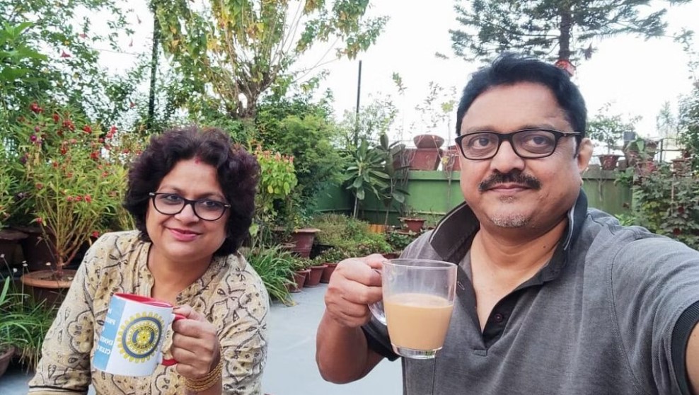 Vibha and Satish in their terrace garden