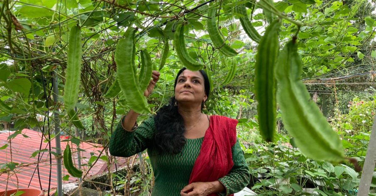 Rema Devi at her terrace garden.