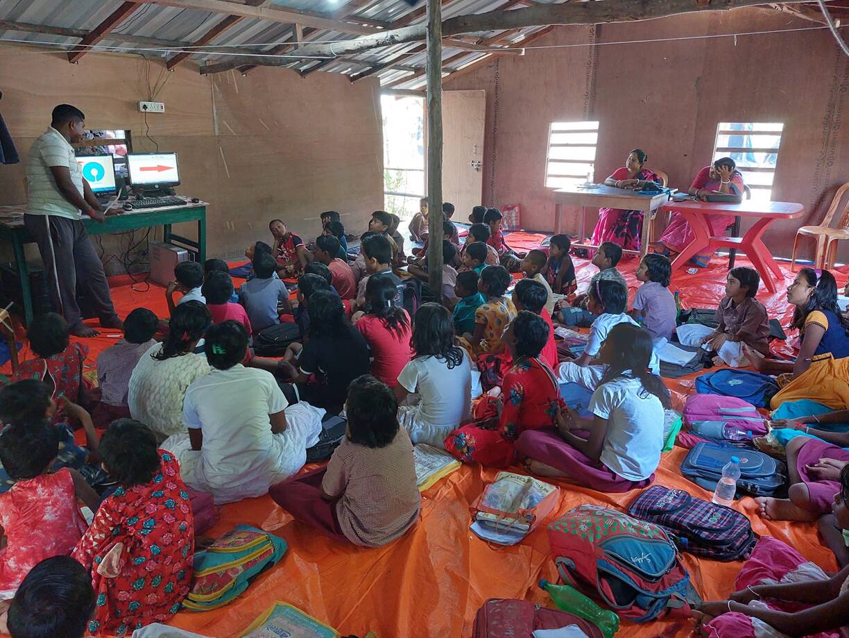 Besides growing mangrove trees, Prasenjit of Sundarban Foundation is also educating the children 