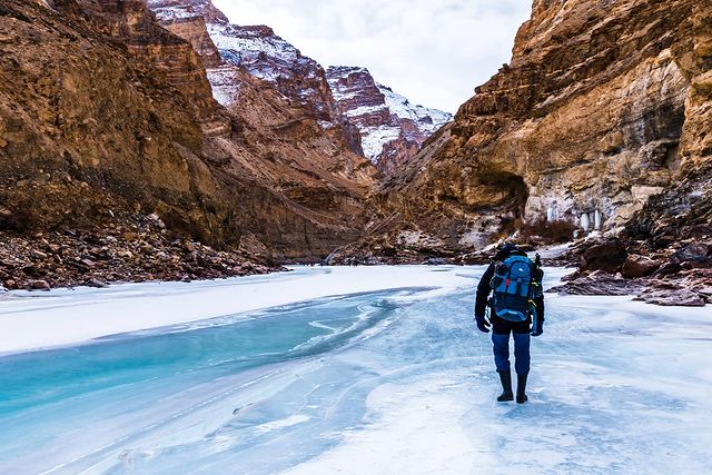 Traversing through the snow during the Chadar trek