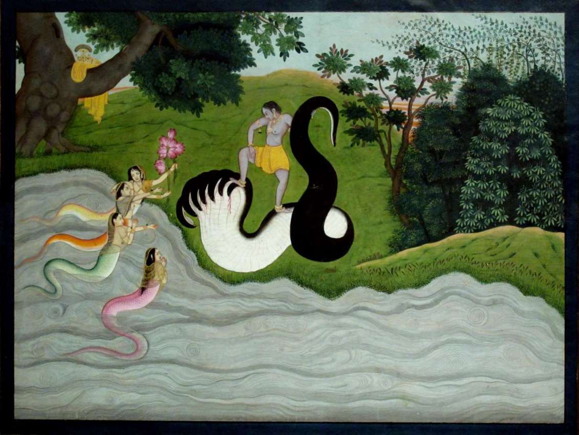 Kangra art form depicting a scene from Krishna's story