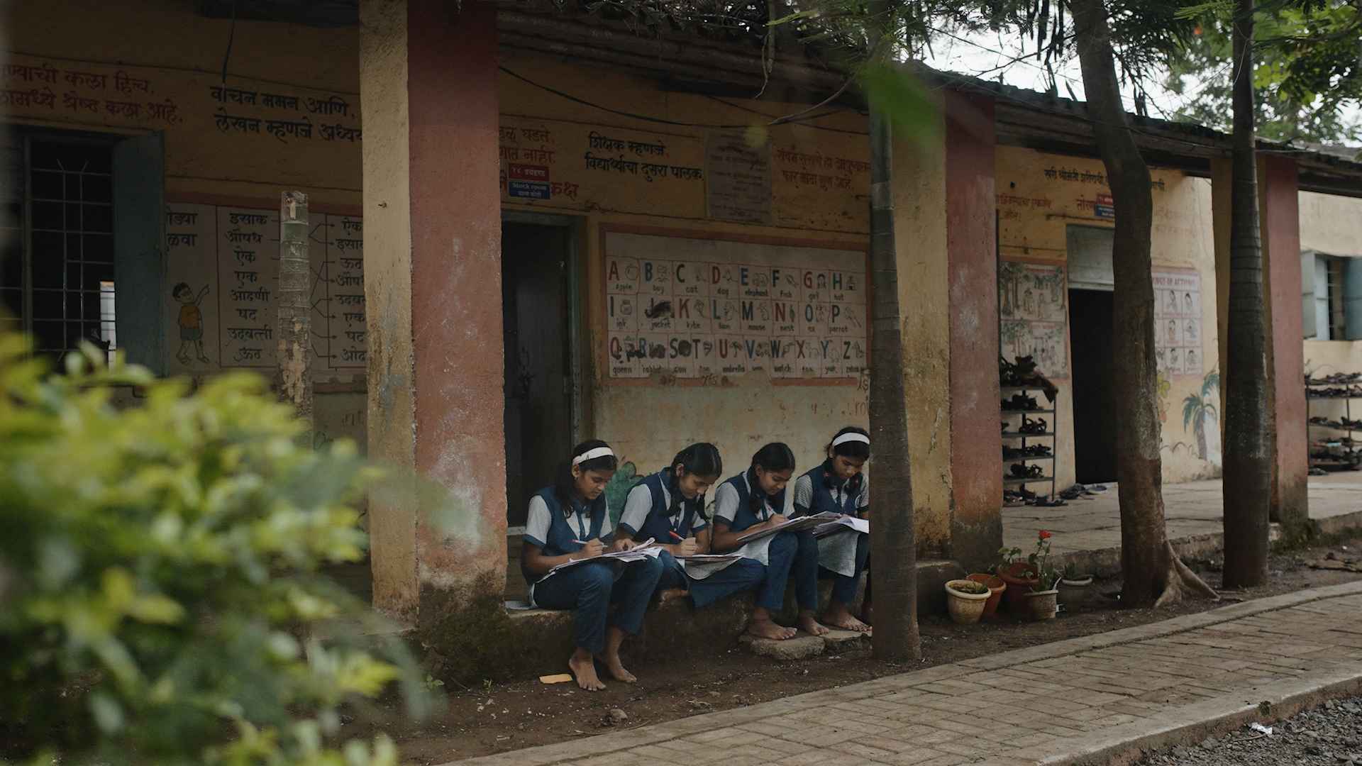 Students at Zilla Parishad School in Nandi