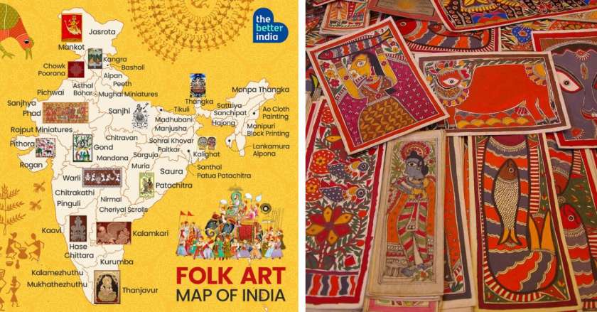 Folk art map of India