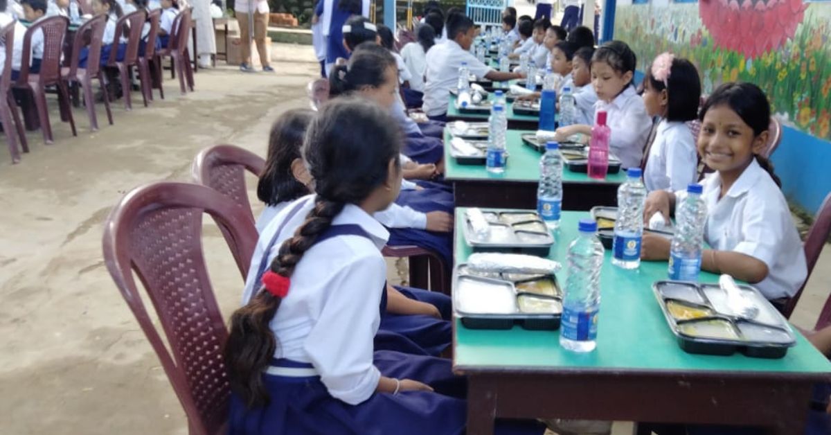 Students having lunch at Parijat academy.